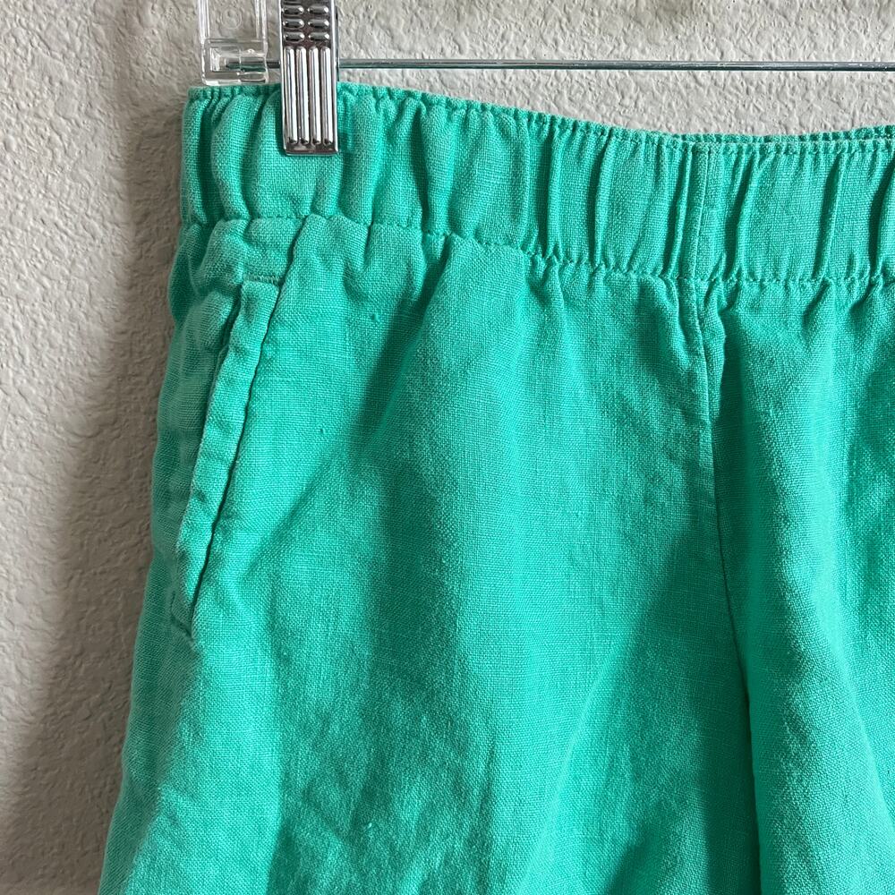 Lilly Pulitzer Green Lilo 4" Linen Shorts Women's M Pull On Palm Beach Chic - Picture 2 of 7